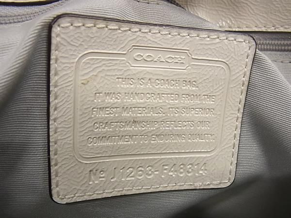 1円 COACH コーチ F48314 シグネチャー クローバー PVC×レザー トートバッグ ハンドバッグ レディース ブラウン系×ホワイト系 AV7131_画像6