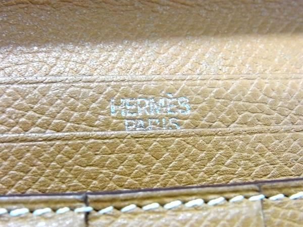 1円 HERMES エルメス ベアン スフレ ヴォーエプソン シルバー金具 二つ折り 長財布 ウォレット レディース □M刻印 ブラウン系 AZ0759_画像6