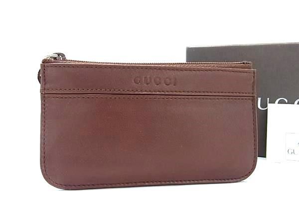 1円 ■新品同様■ GUCCI グッチ レザー コインケース コインパース 小銭入れ メンズ レディース ブラウン系 AV5710_画像1