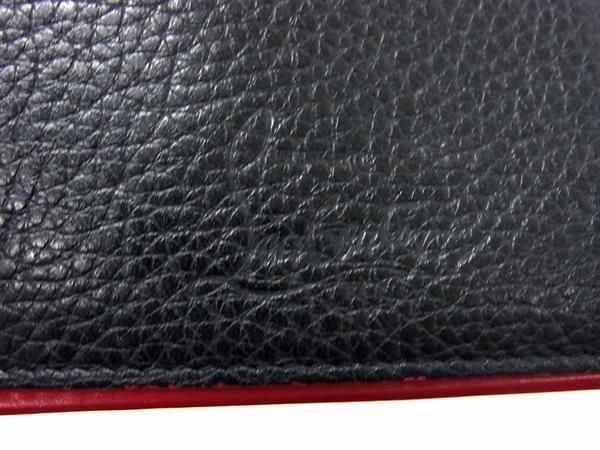 1円 ■美品■ Christian Louboutin クリスチャンルブタン スパイクスタッズ レザー 二つ折り 財布 ウォレット ブラック系 AV9904_画像5