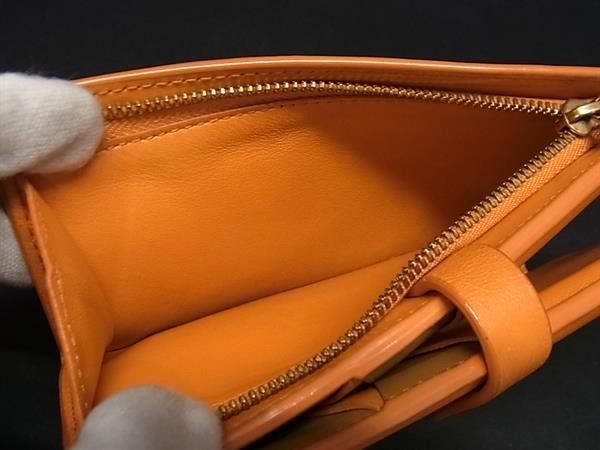 1円 ■美品■ BOTTEGA VENETA ボッテガヴェネタ レザー バイカラー 二つ折り 財布 ウォレット レディース ブラウン系×オレンジ系 DA8120_画像5