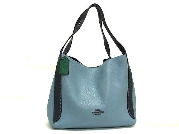 1円 ■美品■ COACH コーチ 76088 ハドリー ホーボー レザー トートバッグ ショルダーバッグ ライトブルー系×ネイビー系 FA1792の画像1