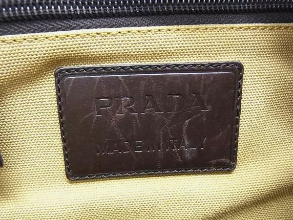 1円 ■美品■ PRADA プラダ キャンバス×レザー 巾着型 リュックサック バックパック レディース メンズ ブラウン系 FA1562_画像6