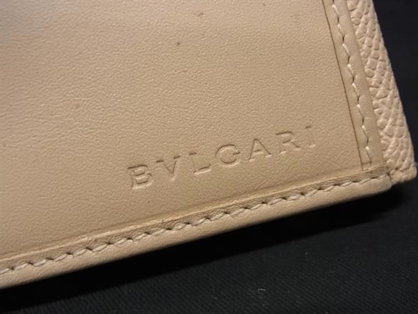 1円 ■美品■ BVLGARI ブルガリブルガリ レザー 二つ折り 長財布 ウォレット 小銭入れ 札入れ レディース ベージュ系 FA0800_画像7