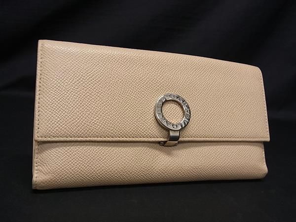 1円 ■美品■ BVLGARI ブルガリブルガリ レザー 二つ折り 長財布 ウォレット 小銭入れ 札入れ レディース ベージュ系 FA0800_画像1