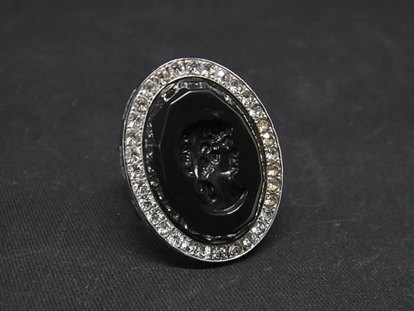 1円 ■美品■ DOLCE＆GABBANA ドルチェ&ガッバーナ ラインストーン カメオ リング 指輪 アクセサリー 約11号 シルバー系 BF5405の画像1