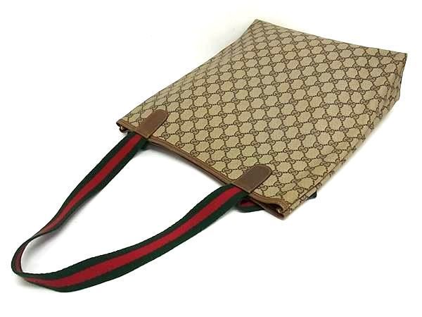 1円 ■美品■ GUCCI オールドグッチ ヴィンテージ 4002003 シェリーライン GG柄 PVC ショルダーバッグ トート ブラウン系 FA1848_画像3