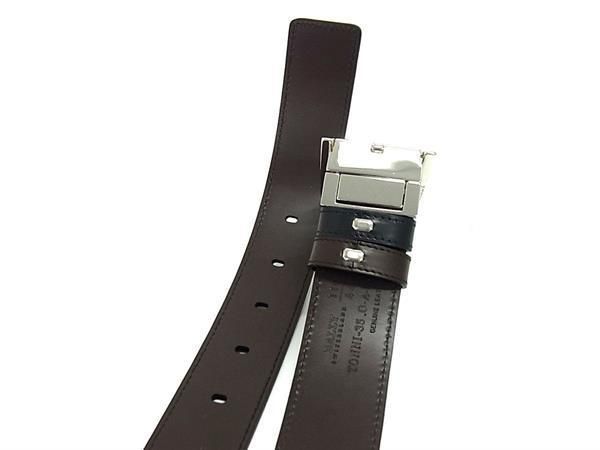 # new goods # unused # BALLY Bally leather reversible belt business gentleman men's black group × brown group BE9035