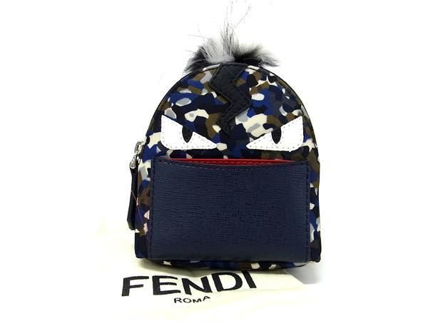 # new goods # unused # FENDI Fendi bag bagz Monstar nylon camouflage -ju bag motif key holder navy series AV6605