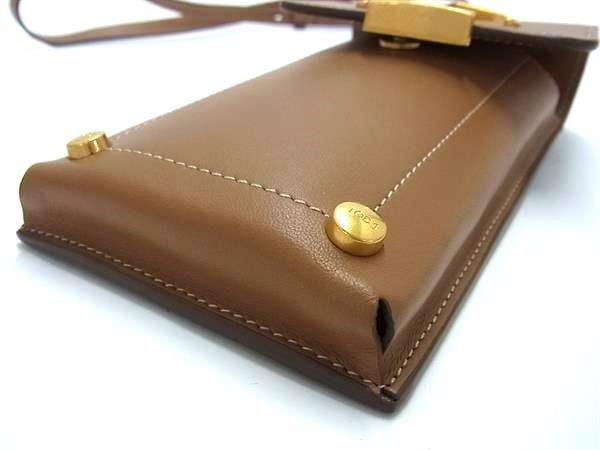 ■新品同様■ TODS トッズ タイムレス レザー ショルダーバッグ ミニバッグ スマホポーチ レディース ブラウン系 AZ0635_画像7