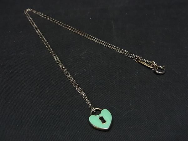 1円 TIFFANY＆Co ティファニー ハートロック SV925 ネックレス ペンダント アクセサリー シルバー系×ティファニーブルー AX2666_画像1