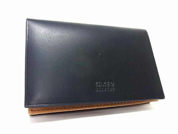 1円 ■新品同様■ TAKEO KIKUCHI タケオキクチ レザー カードケース カード入れ 名刺入れ メンズ ブラック系 BJ0340_画像1