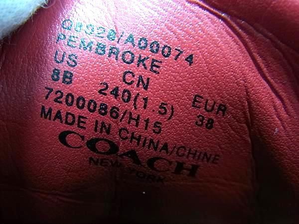 1円 ■美品■ COACH コーチ レザー ハイカット スニーカー サイズ8B(約26cm) 靴 シューズ メンズ レッド系 AZ0279_画像6