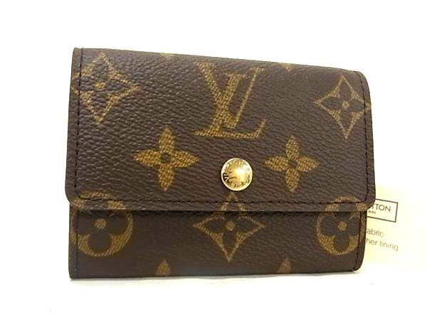 1円 ■新品同様■ LOUIS VUITTON ルイヴィトン M61930 モノグラム ポルトモネ プラ コインケース コインパース ブラウン系 AV9713_画像1