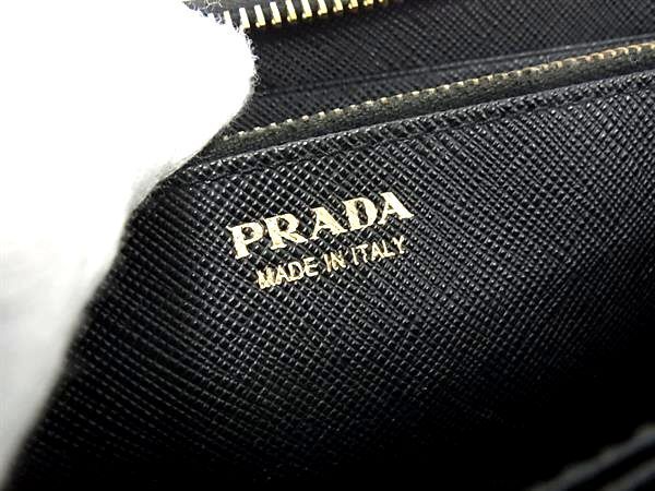 1円 PRADA プラダ 1ML506 サフィアーノレザー ラウンドファスナー 長財布 ウォレット 小銭入れ 札入れ ブラック系 FA2952_画像5