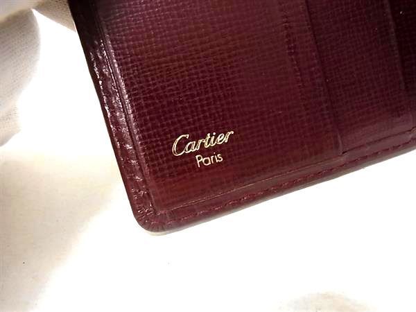 1円 ■美品■ Cartier カルティエ マストライン レザー 二つ折り 財布 ウォレット 札入れ 小銭入れ メンズ レディース ボルドー系 FA1750_画像6