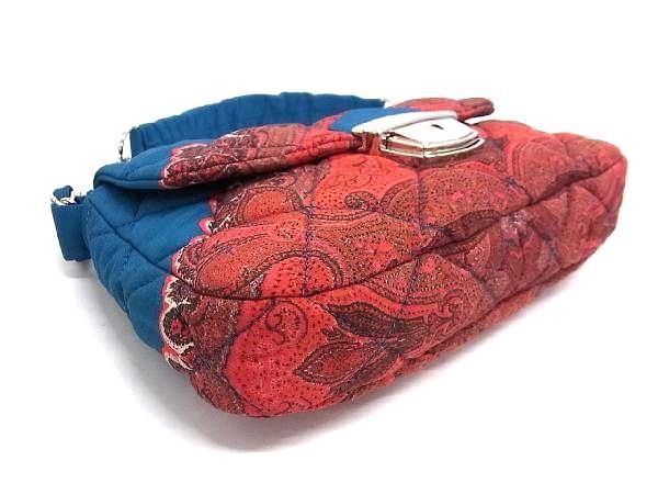 # as good as new # ETRO Etro canvas peiz Lee pattern chain shoulder bag lady's blue group × red group BJ1040