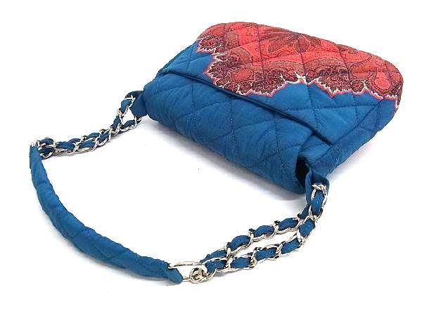 # as good as new # ETRO Etro canvas peiz Lee pattern chain shoulder bag lady's blue group × red group BJ1040