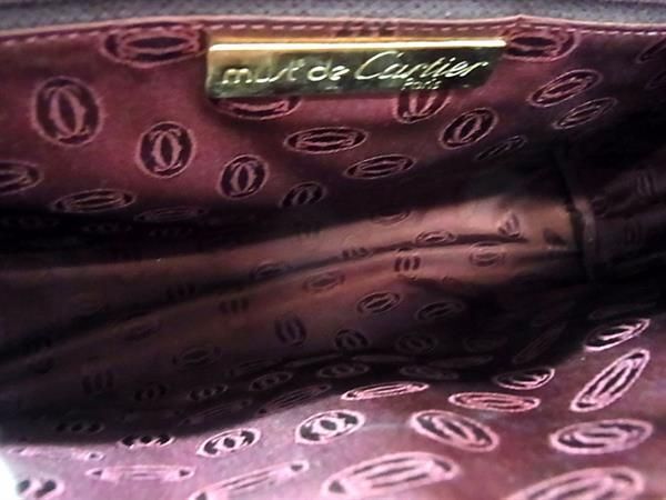 1円 ■美品■ Cartier カルティエ マストライン レザー クラッチバッグ セカンドバッグ マルチケース レディース ボルドー系 AZ1272_画像4