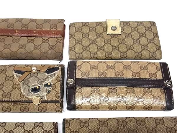 1円 GUCCI グッチ GG柄 インターロッキングG等 二つ折り 長財布 ウォレット 小銭入れ 札入れ カード入れ 9点セット まとめ売り DA6577_画像3