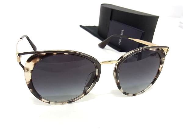 1円 ■美品■ PRADA プラダ UAO-5D1 サングラス メガネ 眼鏡 レディース ブラウン系×ゴールド系 FA2532_画像1