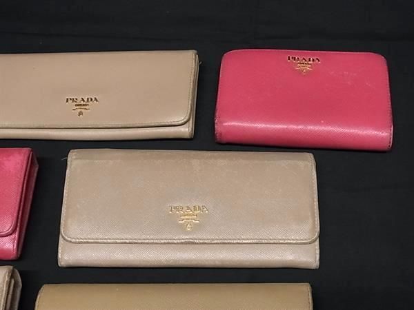 1円 PRADA プラダ サフィアーノレザー リボン 二つ折り 財布 長財布 ウォレット 小銭入れ 札入れ 9点セット まとめ売り DA6722_画像3