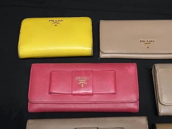 1円 PRADA プラダ サフィアーノレザー リボン 二つ折り 財布 長財布 ウォレット 小銭入れ 札入れ 9点セット まとめ売り DA6722_画像2