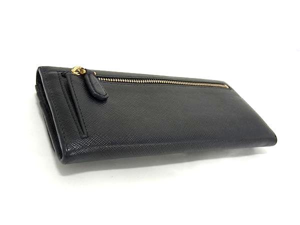 1円 ■美品■ PRADA プラダ サフィアーノレザー 二つ折り 長財布 ウォレット メンズ ブラック系 FC0775_画像2