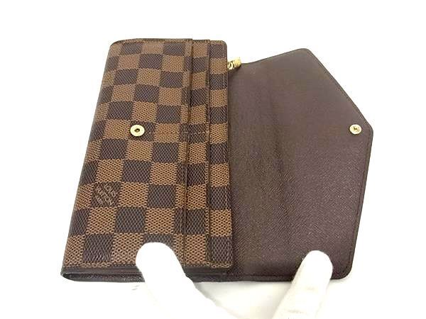 1円 ■美品■ LOUIS VUITTON ルイヴィトン N63209 ダミエ ポルトフォイユ サラ 二つ折り 長財布 ウォレット ブラウン系 FA3387_画像3