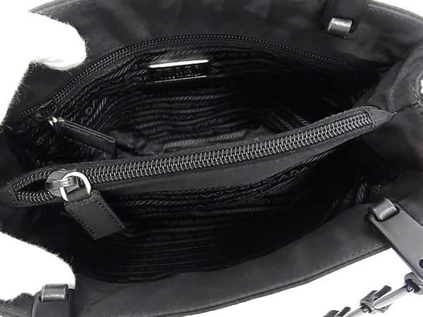 1円 ■美品■ PRADA プラダ テスートナイロン プラスチックチェーン ショルダーバッグ トート 肩掛け レディース ブラック系 BG7589_画像5