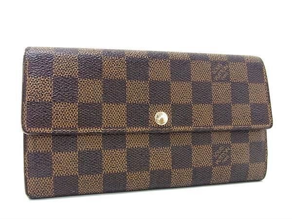 1円 LOUIS VUITTON ルイヴィトン N61734 ダミエ ポルトフォイユサラ 二つ折り 長財布 ウォレット 小銭入れ 札入れ ブラウン系 FA2981_画像1