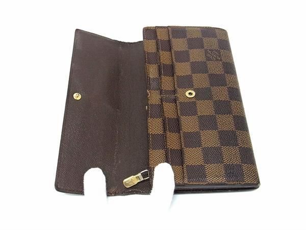 1円 LOUIS VUITTON ルイヴィトン N61734 ダミエ ポルトフォイユサラ 二つ折り 長財布 ウォレット 小銭入れ 札入れ ブラウン系 FA2981_画像3