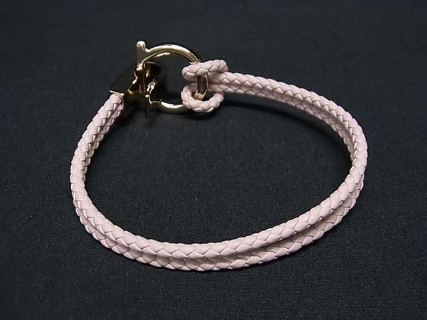 1円 ■新品同様■ Salvatore Ferragamo フェラガモ ガンチーニ レザー 2連 ブレスレット アクセサリー レディース ピンク系 AW4164_画像2