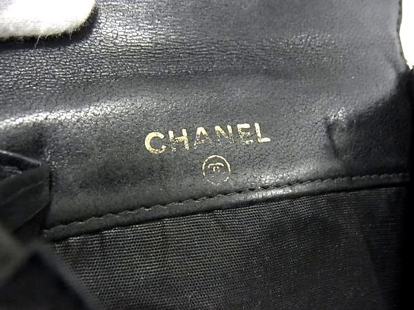 1円 CHANEL シャネルココマーク キャビアスキン 二つ折り 財布 ウォレット 小銭入れ 札入れ レディース ブラック系 AW3804_画像6