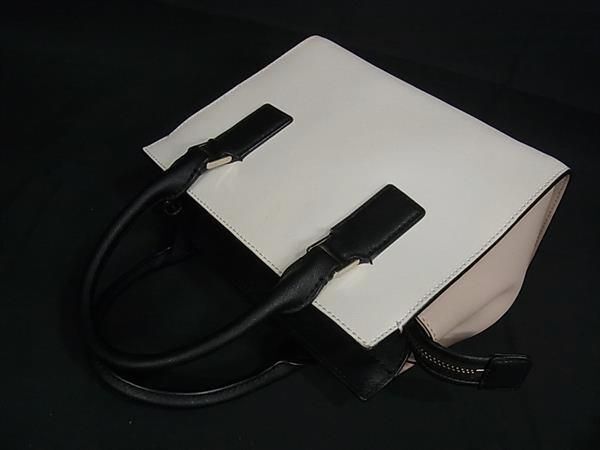 1円 ■美品■ kate spade ケイトスペード WKRU5848 レザー クロスボディ 2WAY ハンドバッグ ショルダー ホワイト系×ブラック系 FC1759_画像3