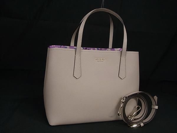 1円 ■美品■ kate spade ケイトスペード PXRUB010 レザー 2WAY ハンドバッグ ショルダー 斜め掛けかばん ライトベージュ系 FC1316_画像1