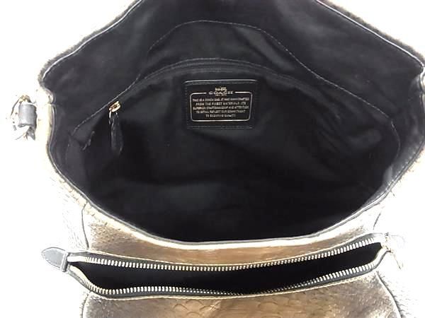 1円 ■美品■ COACH コーチ F36627 パイソン型押しレザー ハンドバッグ トート ショルダー 肩掛けかばん レディース ゴールド系 FC1422_画像5