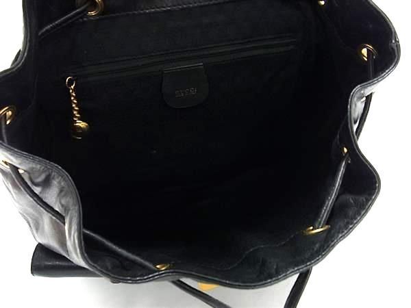 1円 GUCCI グッチ 003・2058・0016 バンブー レザー リュックサック バックパック デイパック レディース ブラック系 CD1828_画像5