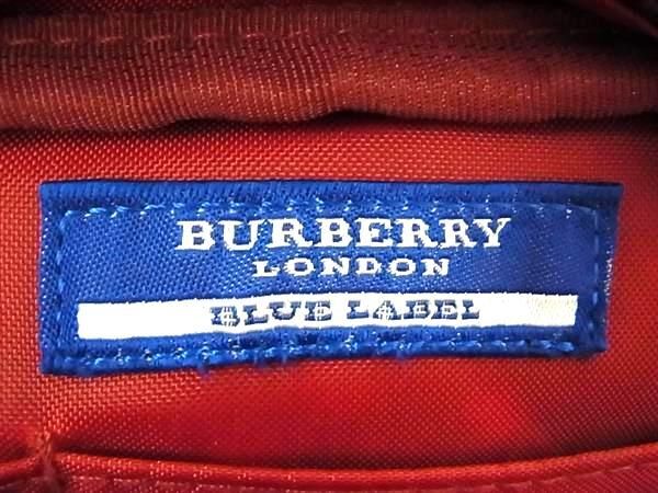 1円 ■美品■ BURBERRY バーバリーブルーレーベル ナイロンキャンバス×レザー チェック柄 ショルダーバッグ ブラウン系×レッド系 FC1953_画像6