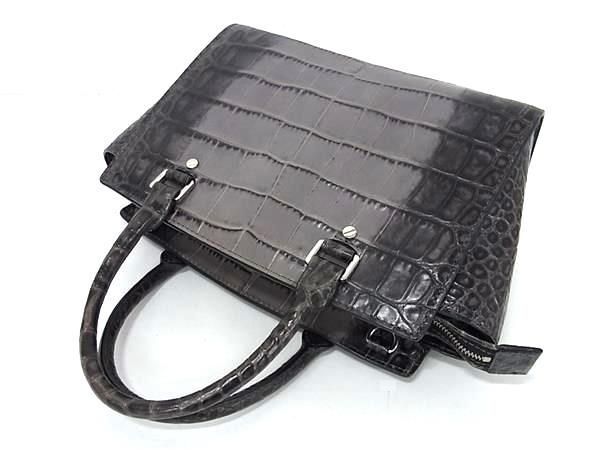 1円 ■美品■ MICHAEL KORS マイケルコース クロコダイル型押しレザー ハンドバッグ トートバッグ レディース グレー系 BI1519_画像3