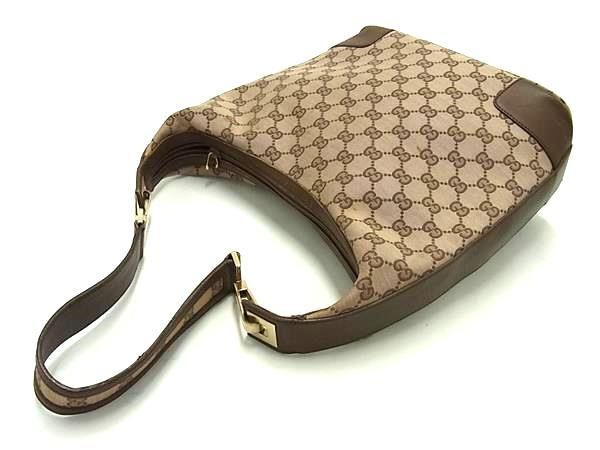 1円 GUCCI グッチ 001 4204 203998 GG柄 GGキャンバス×レザー ワンショルダーバッグ ハンドバッグ ピンクブラウン系 AX5818_画像3