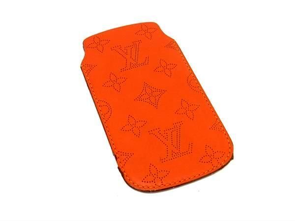 1円 ■美品■ LOUIS VUITTON ルイヴィトン マヒナ iPhone5 ソフトケース アイフォンケース スマホケース オレンジ系 AV7810の画像1