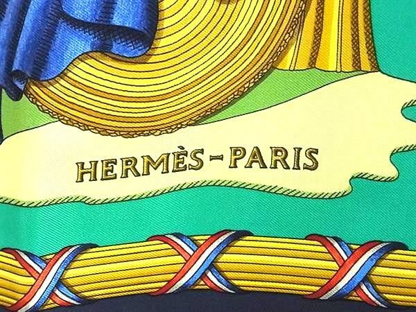 1円 ■極美品■ HERMES エルメス LIBERTE EGALITE FRATERNITE REPUBLIQUE FRANCAISE 1789 カレ90 シルク100% スカーフ グリーン系 AY1062_画像5