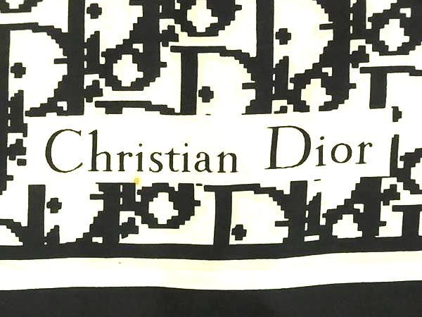 1円 ChristianDior クリスチャンディオール トロッター スカーフ ストール ショール レディース アイボリー系×ブラック系 AX5317_画像4