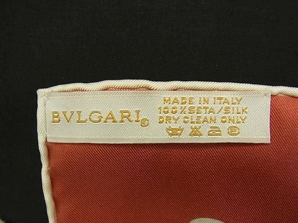 1円 ■極美品■ BVLGARI ブルガリ シルク100% 総柄 大判 スカーフ ストール ショール レディース レッド系×マルチカラー AX5178_画像5