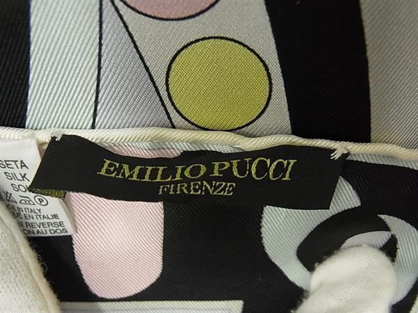 1円 ■極美品■ EMILIO PUCCI エミリオプッチ シルク100% 大判 スカーフ ショール ストール レディース マルチカラー FA1924_画像4