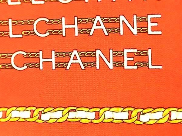 1円 ■極美品■ CHANEL シャネル ロゴ シルク100% スカーフ ハンカチーフ レディース レッド系×マルチカラー BK0189_画像4