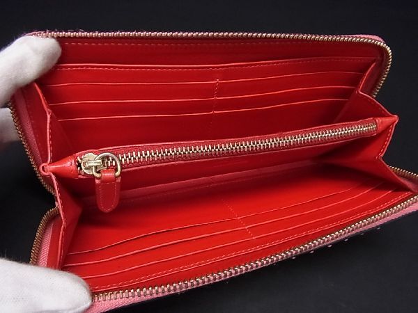 1円 ■美品■ Christian Louboutin クリスチャンルブタン パネトーネ レザー ラウンドファスナー 長財布 ウォレット ピンク系 EA2108_画像3