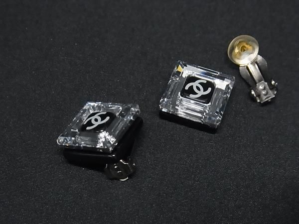 1円 CHANEL シャネル ココマーク 05A クリップ式 イヤリング アクセサリー レディース シルバー系×ブラック系 AX6014の画像1