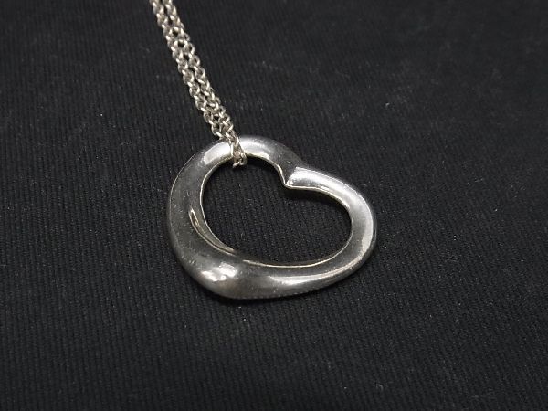 1円 ■美品■ TIFFANY＆Co ティファニー エルサペレッティ オープンハート SV925 ビッグ ネックレス アクセサリー シルバー系 AQ5031の画像2